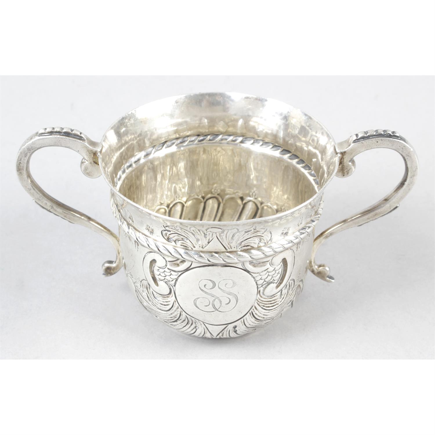 An Edwardian Britannia silver porringer.