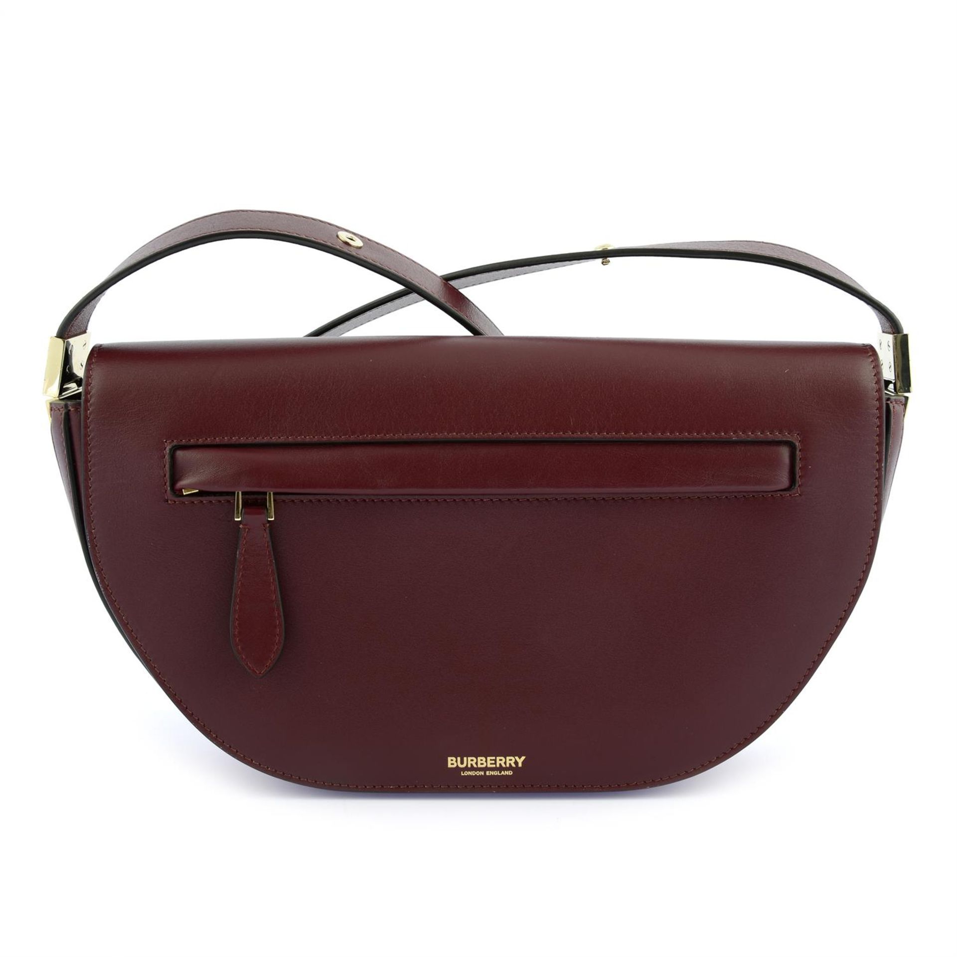 BURBERRY- a burgundy leather Olympia handbag.