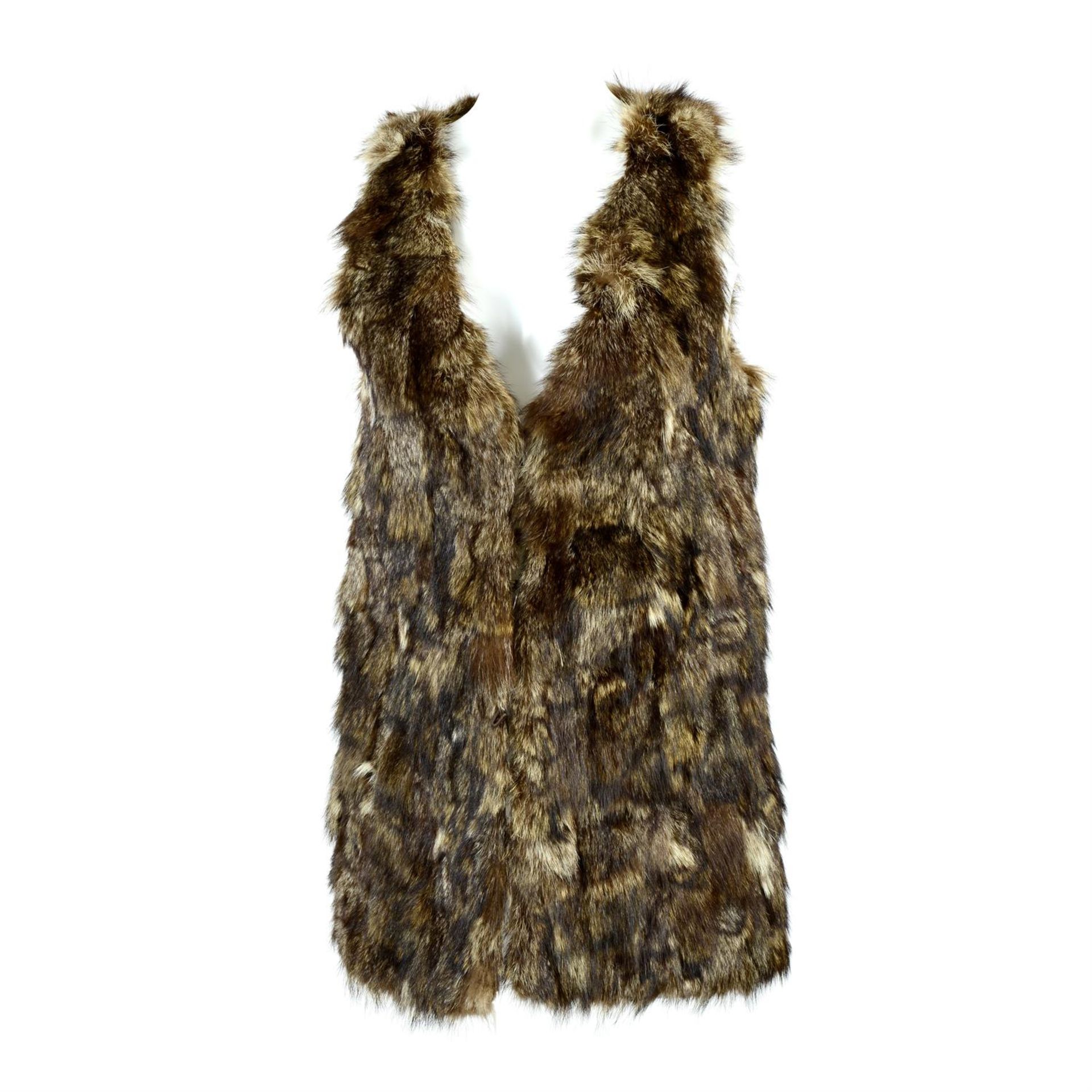 A light brown Racoon fur waistcoat.