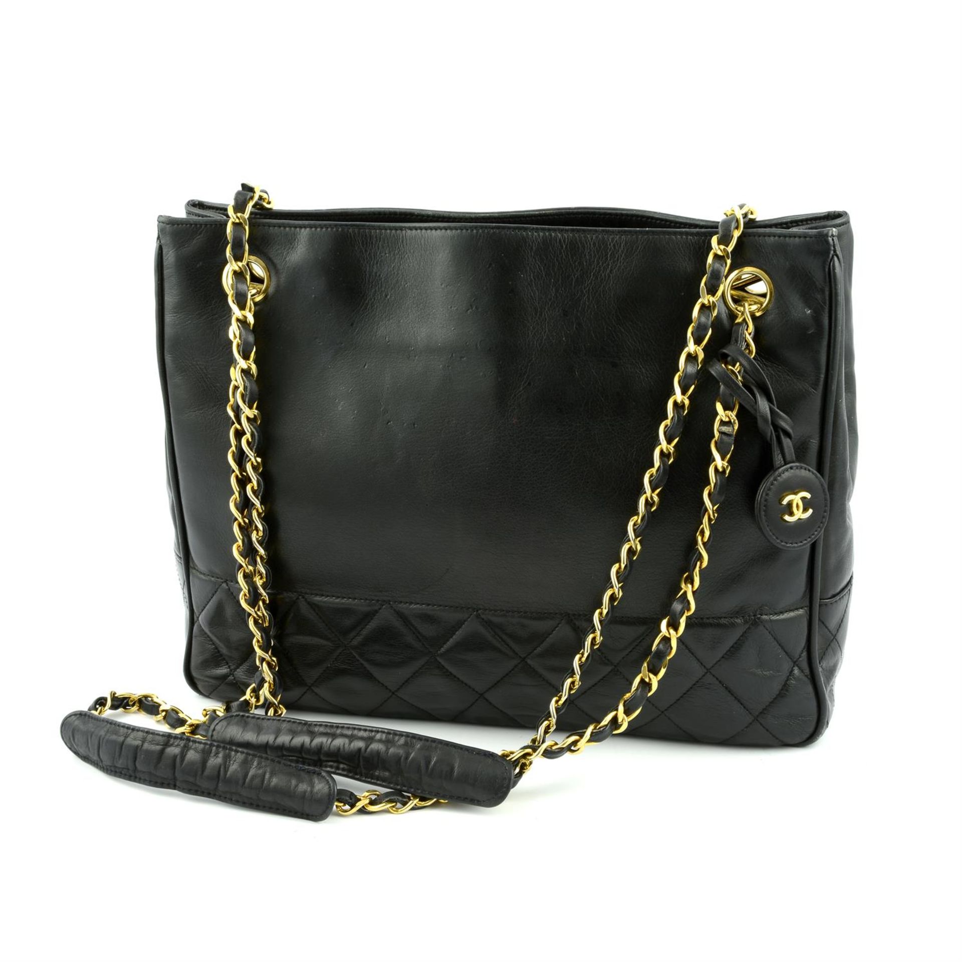 CHANEL - a 1990 black quilted tote bag. - Image 2 of 6