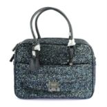 ANYA HINDMARCH -a glitter and black leather Boston bag.