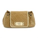 CHANEL - a 2008 tan East-West Accordion Flap bag.