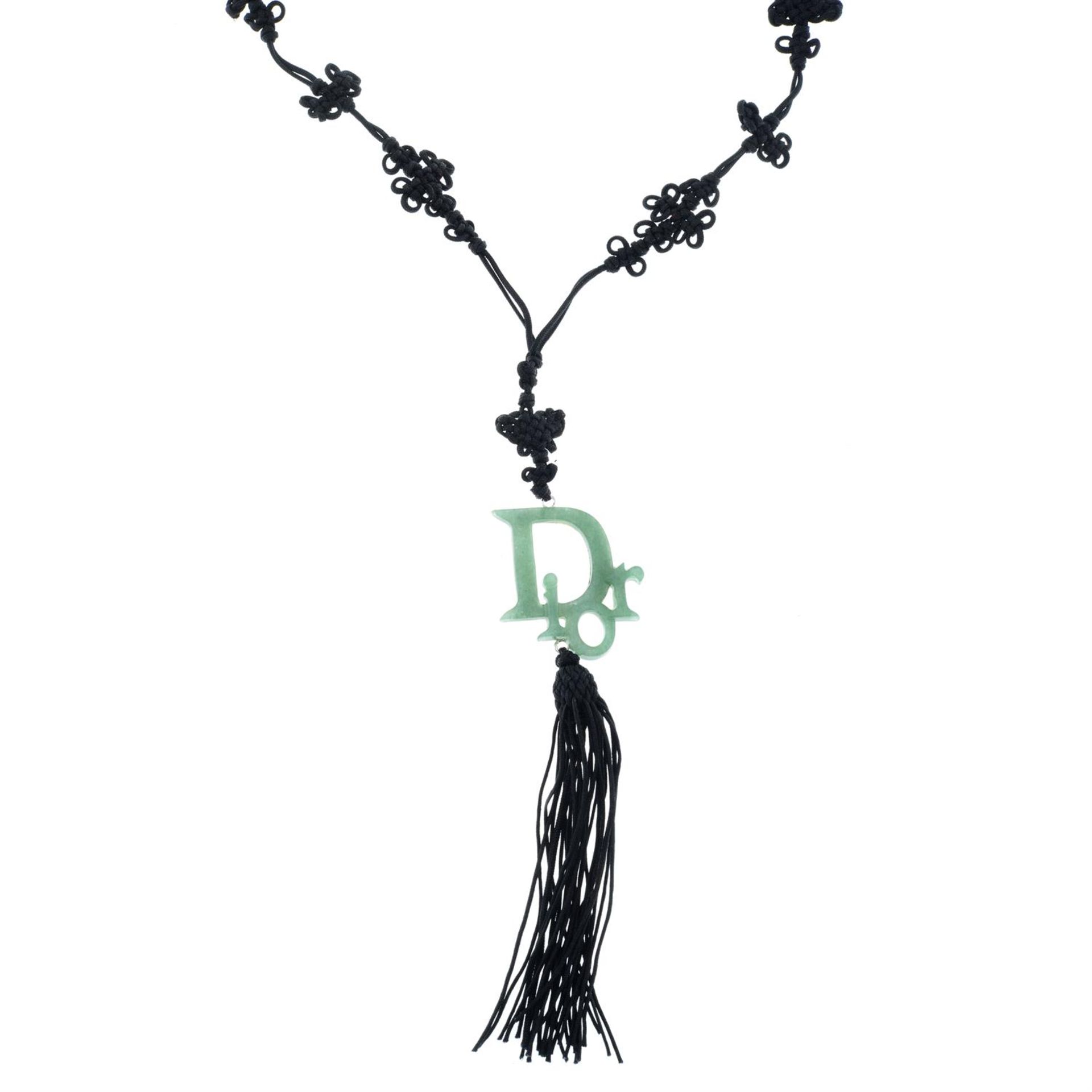 CHRISTIAN DIOR - a Aventurine Quartz necklace with tassel.