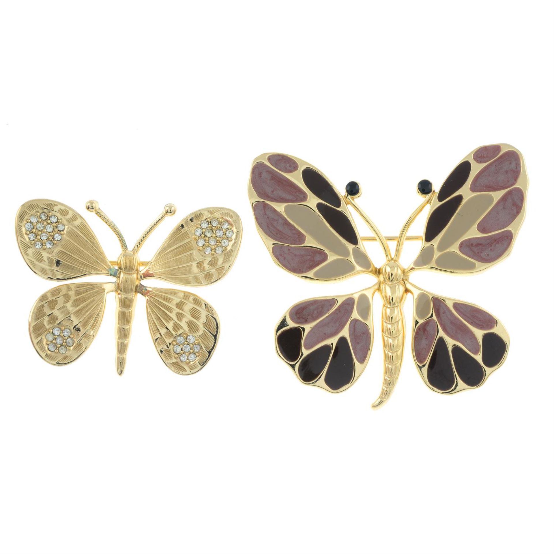 CHRISTIAN DIOR - two butterfly brooches.