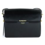 BURBERRY- a black leather handbag.