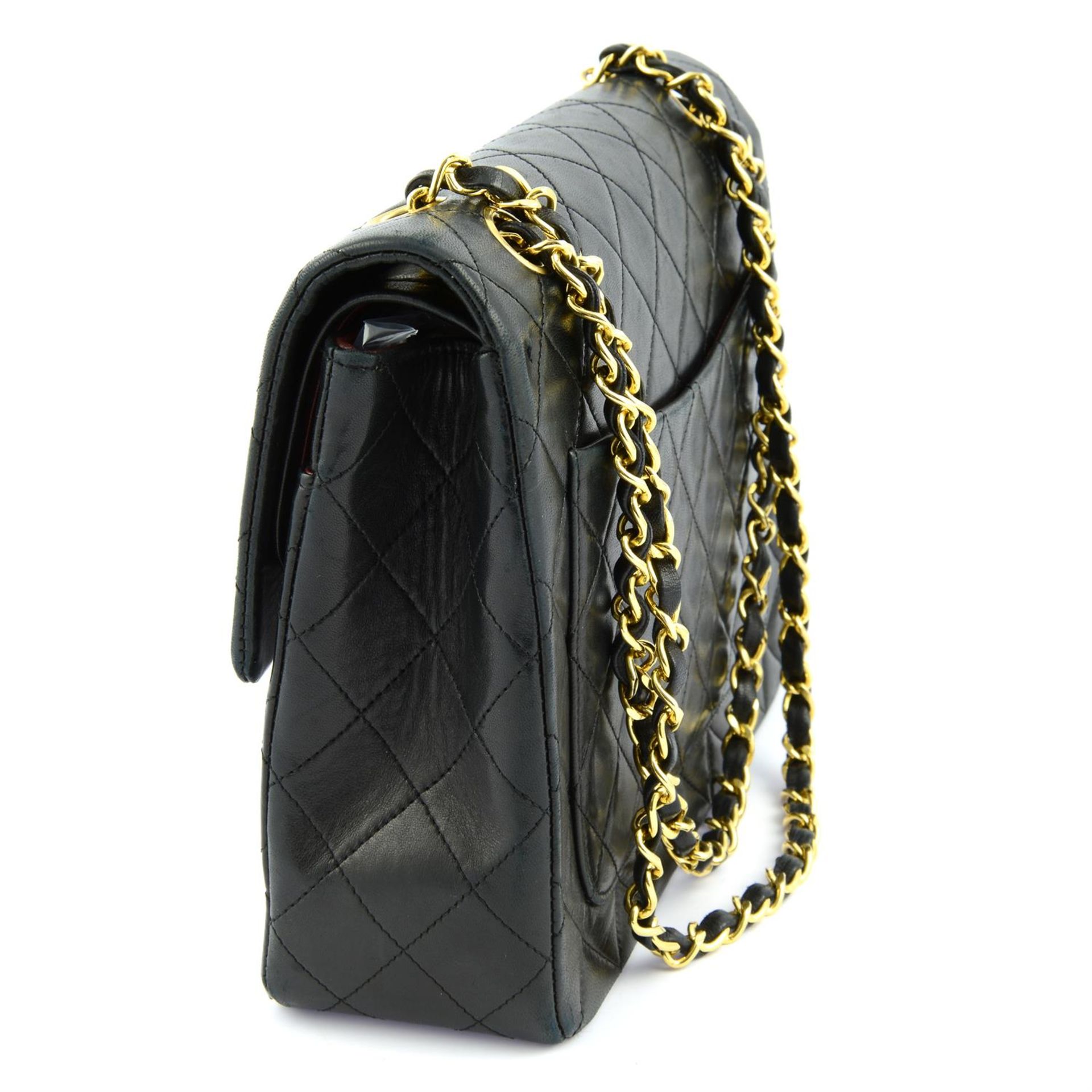 CHANEL - a circa 1990 black Double Flap handbag. - Image 3 of 4