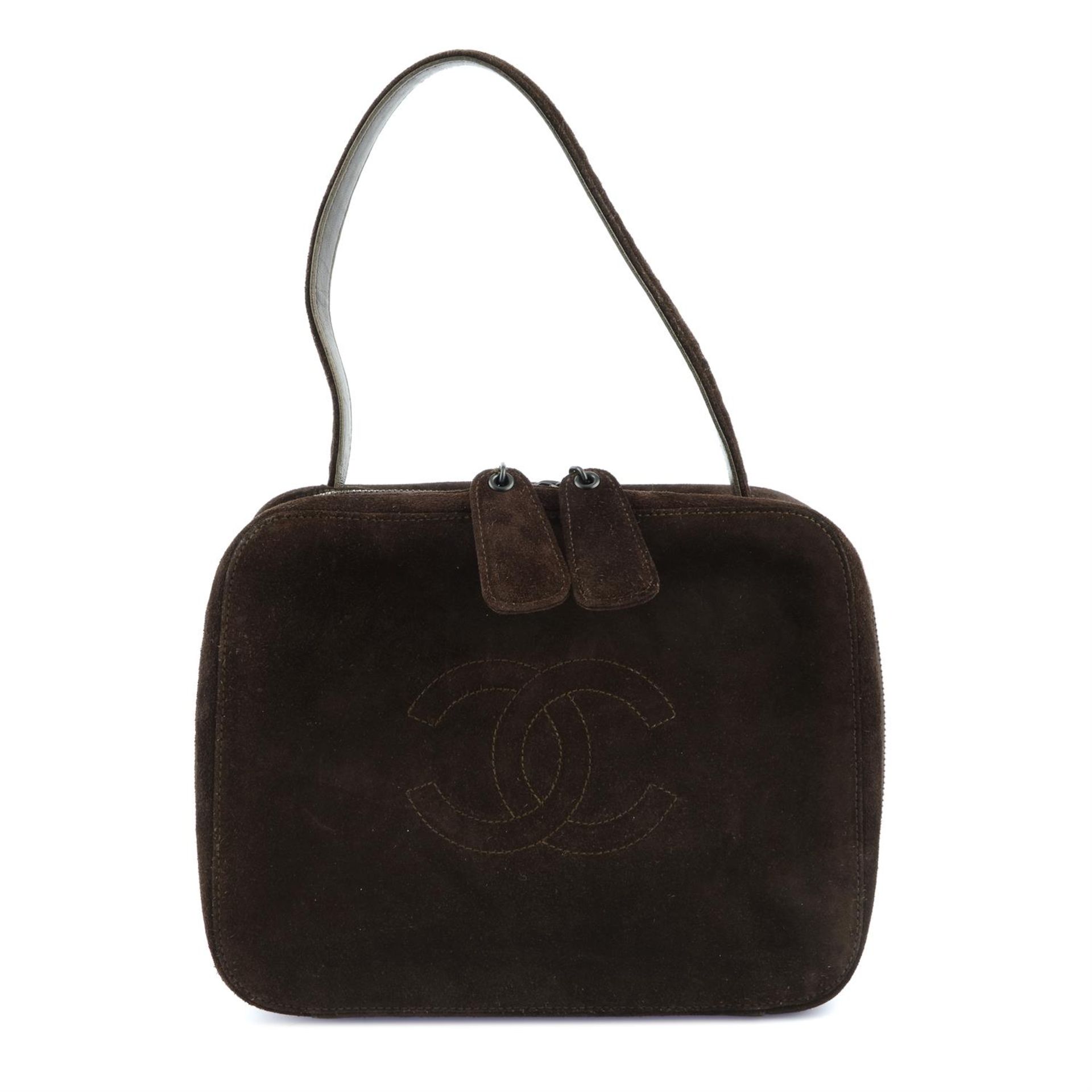 CHANEL- a brown suede camera bag.