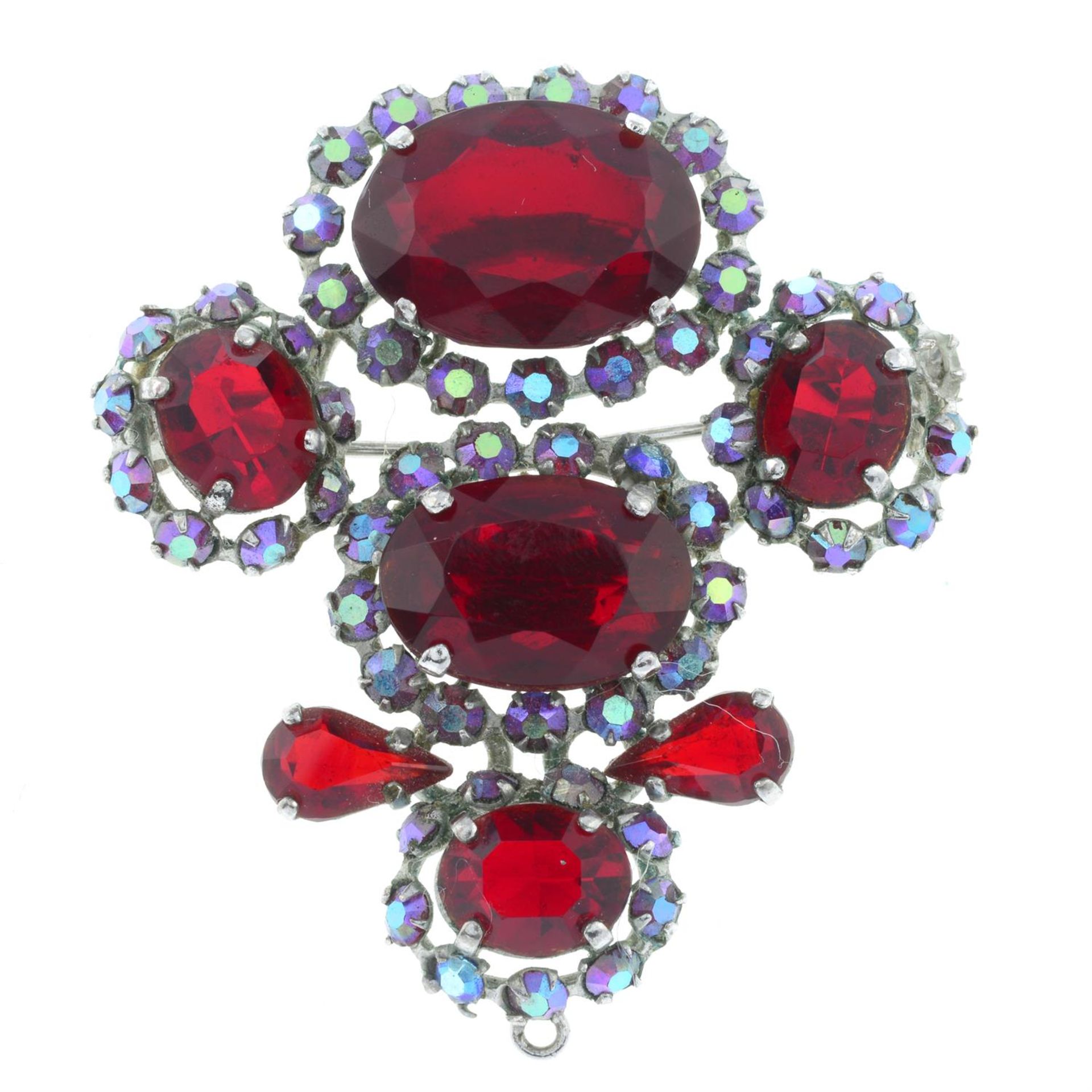 CHRISTIAN DIOR - a red paste brooch.