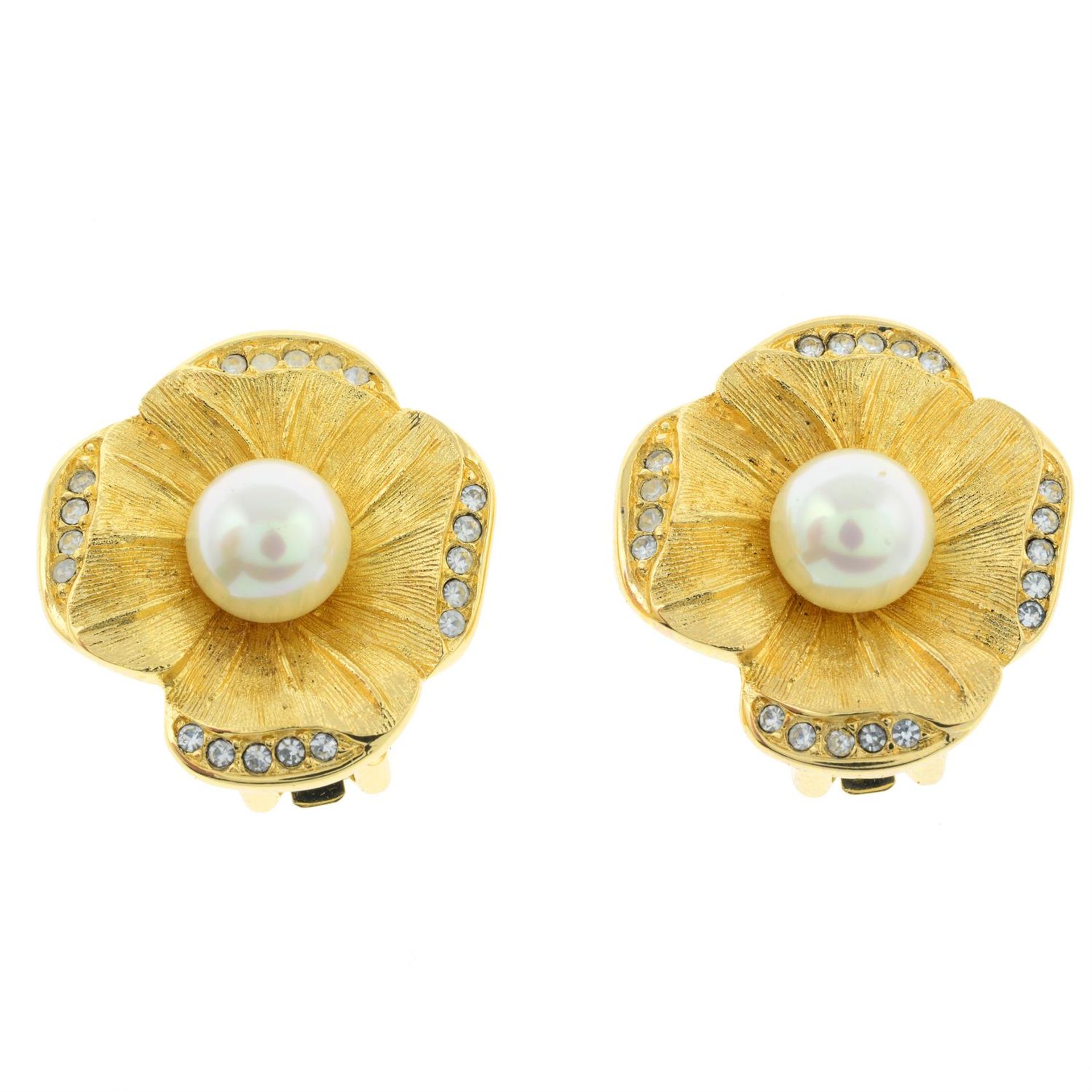 CHRISTIAN DIOR- a pair of flower clip on earrings.