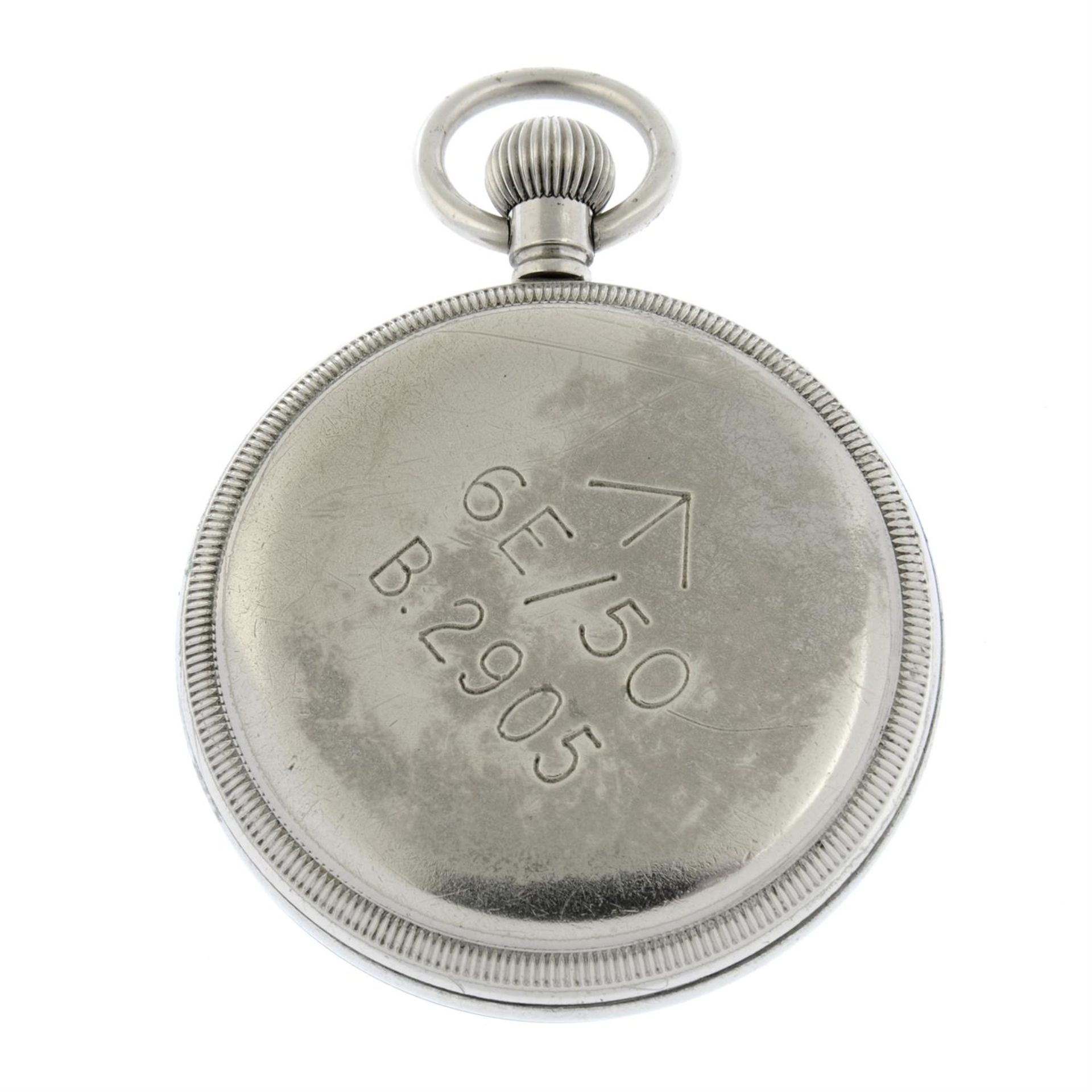 A chrome plated military issue open face pocket watch (52mm) with another military issue pocket - Image 2 of 4