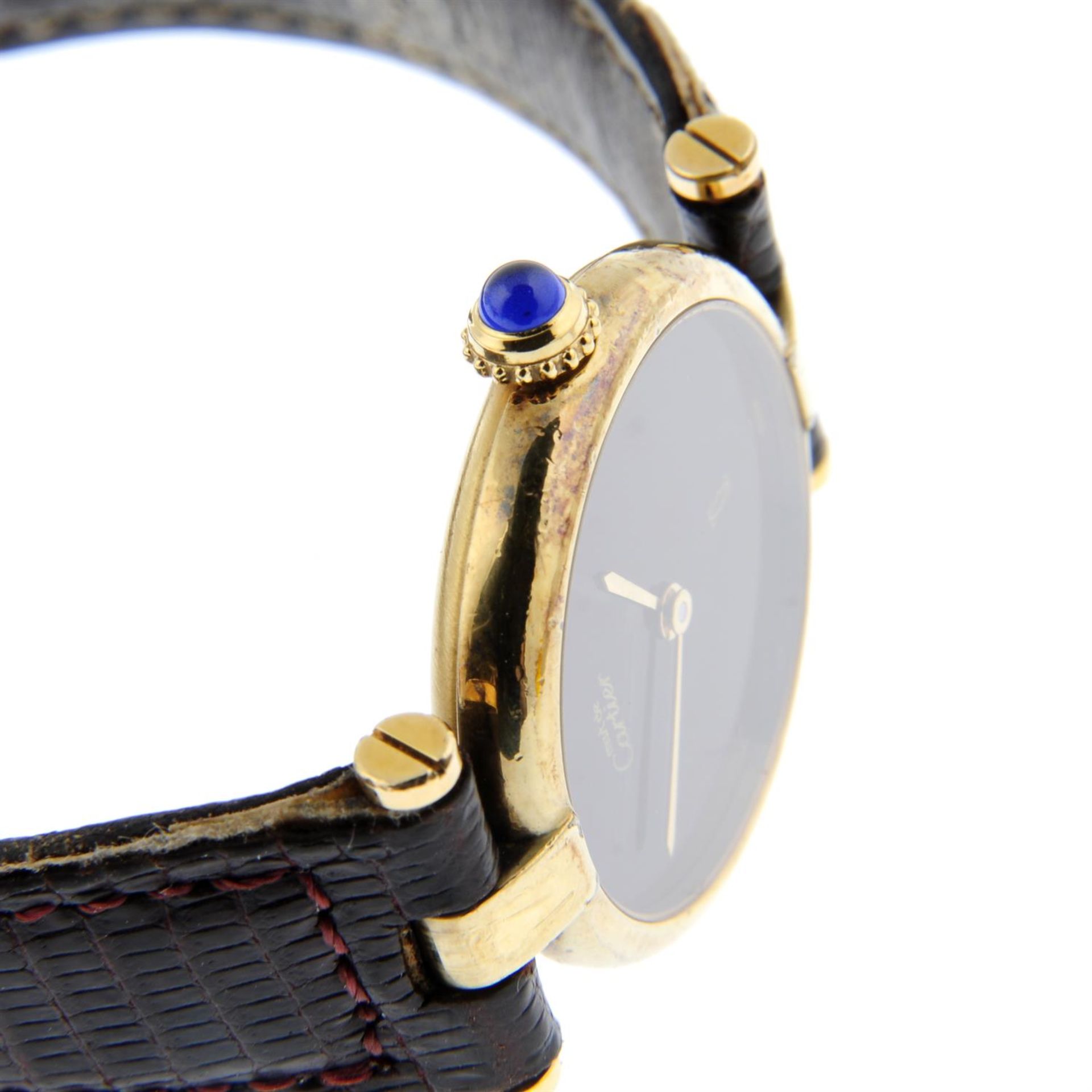 CARTIER- a gold plated silver Must de Cartier wrist watch, 24mm. - Image 4 of 4