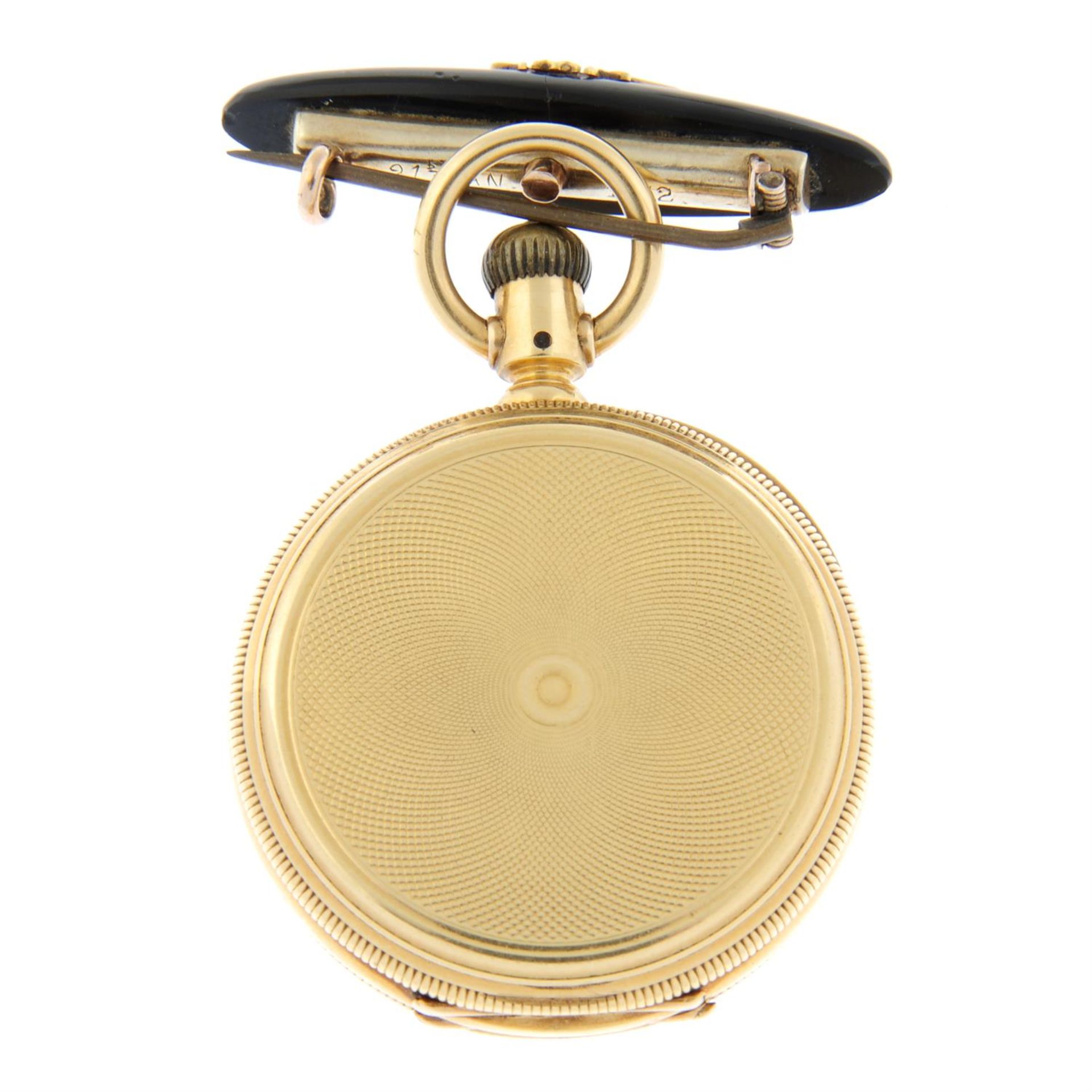 A yellow metal full hunter fob watch by Tiffany & Co. 35mm. Together with a yellow metal, - Image 3 of 4