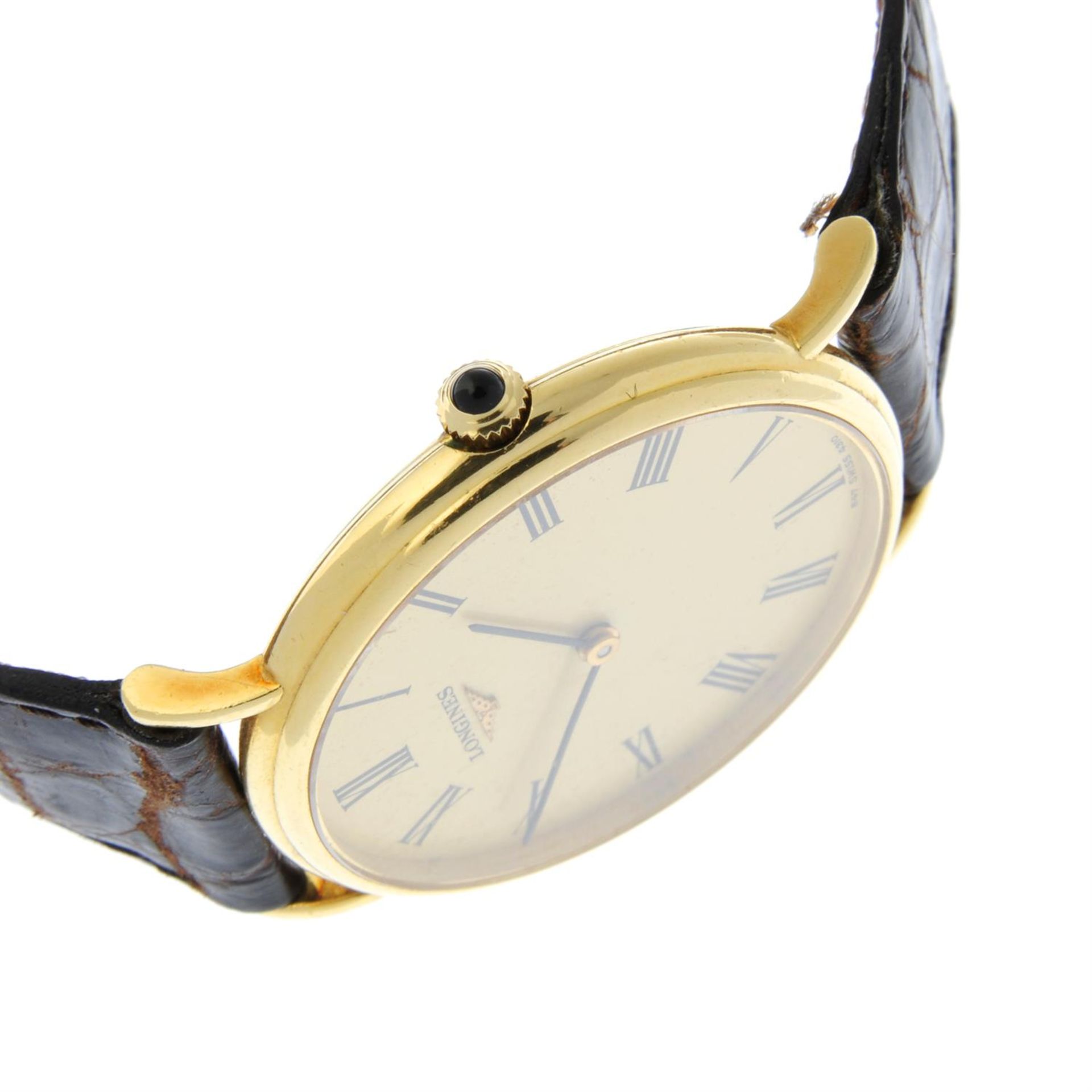 LONGINES - a yellow metal wrist watch, 34mm. - Image 3 of 4