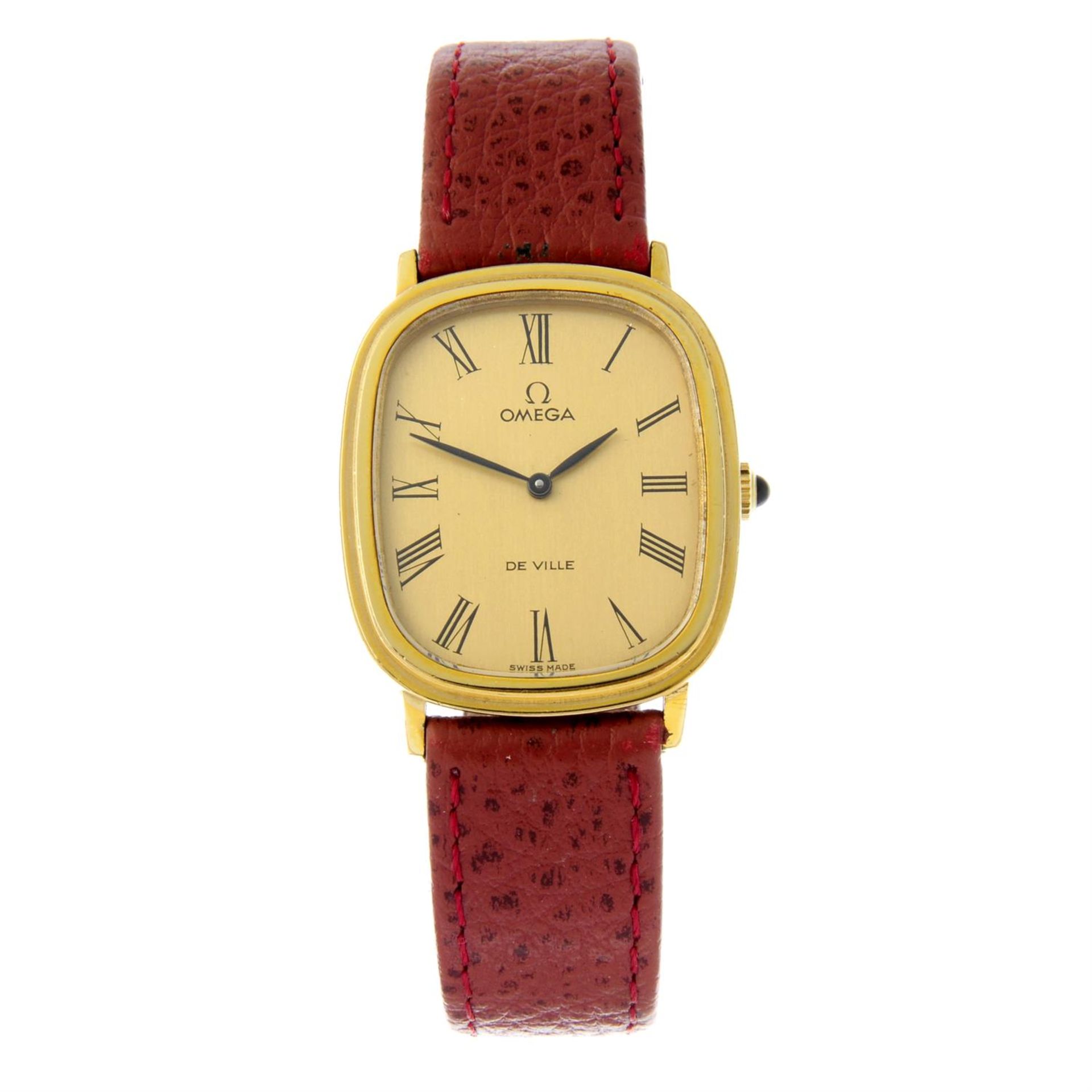 OMEGA - a gold plated De Ville wrist watch, 27x31mm.