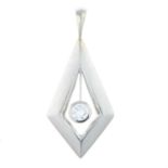 A brilliant-cut diamond kite-shape pendant.