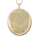 A 9ct gold oval-shape locket, with chain.