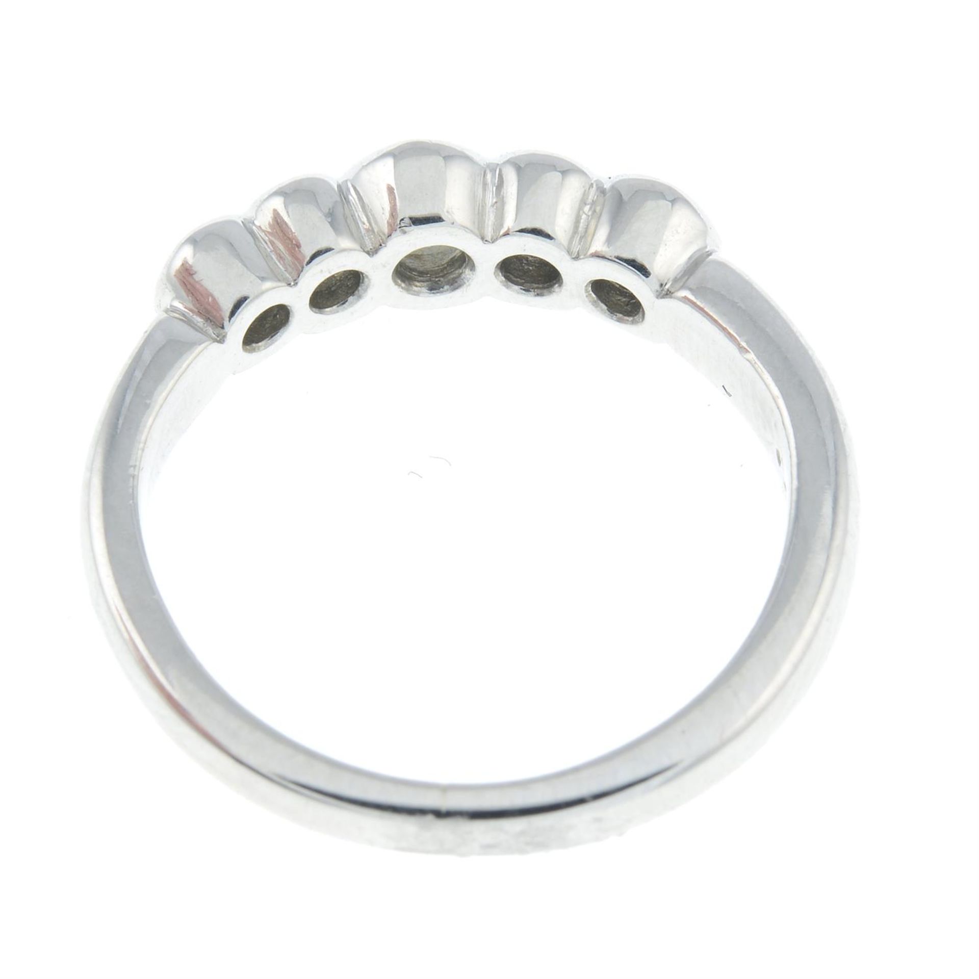 A platinum brilliant-cut diamond five-stone ring. - Image 2 of 2