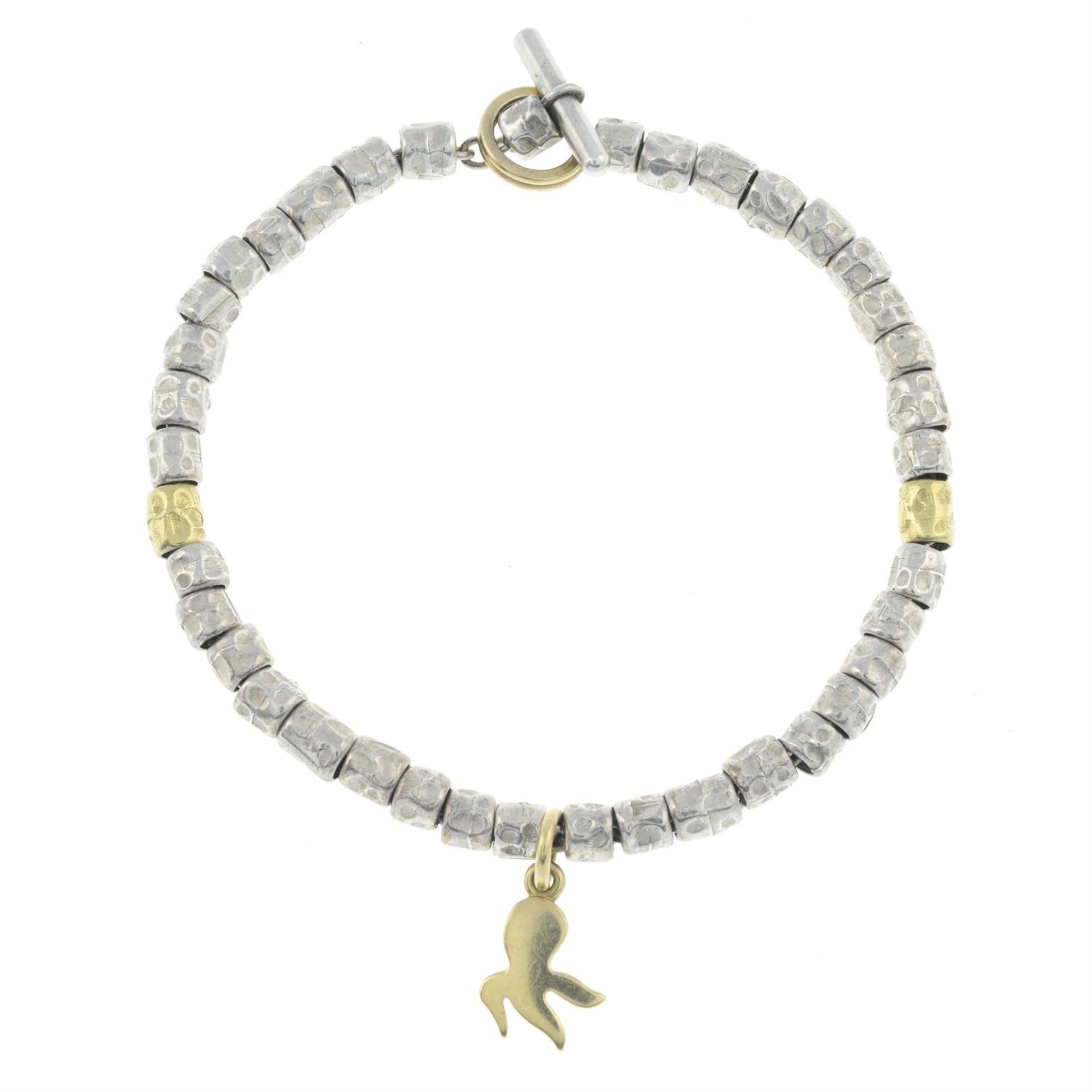 A silver 'Granneli' bracelet, with 18ct gold octopus charm, by Dodo.