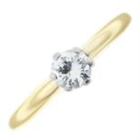 An 18ct gold brilliant-cut diamond single-stone ring.