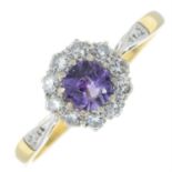 An 18ct gold amethyst and old-cut diamond cluster ring.