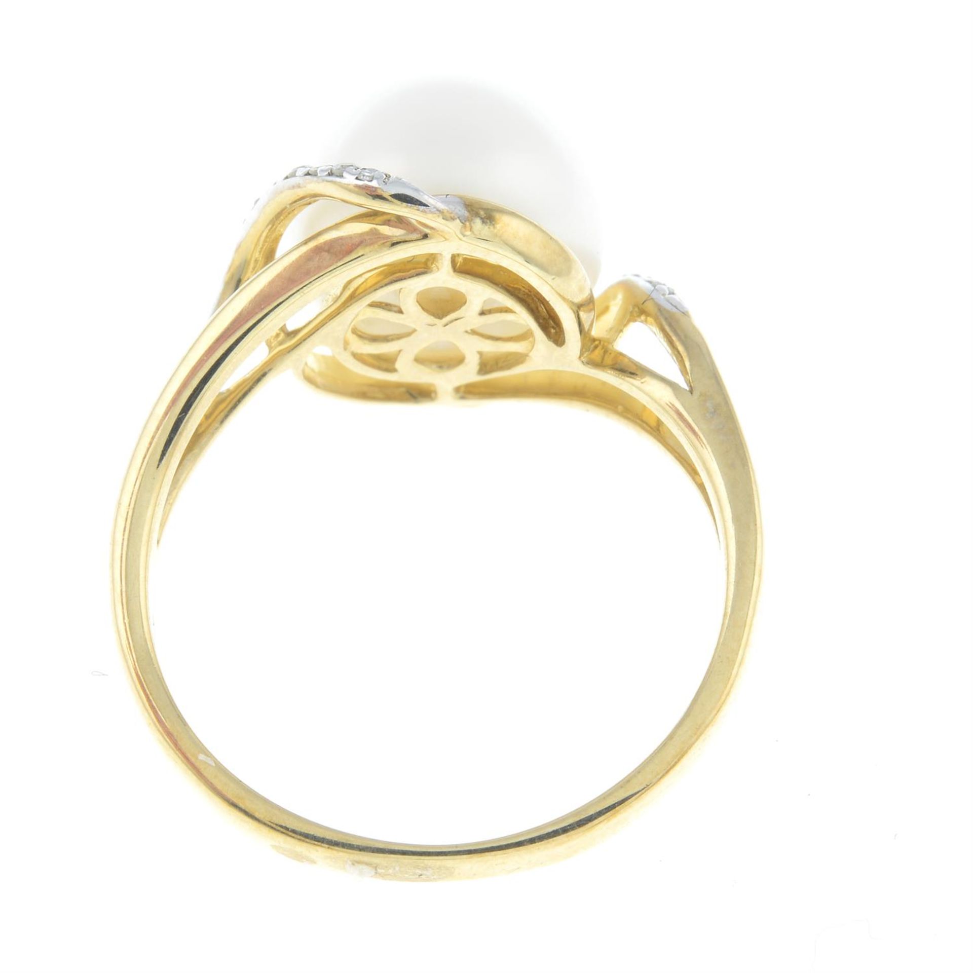 A 9ct gold cultured pearl and diamond ring. - Image 2 of 2
