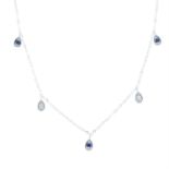 An 18ct gold sapphire and diamond necklace.