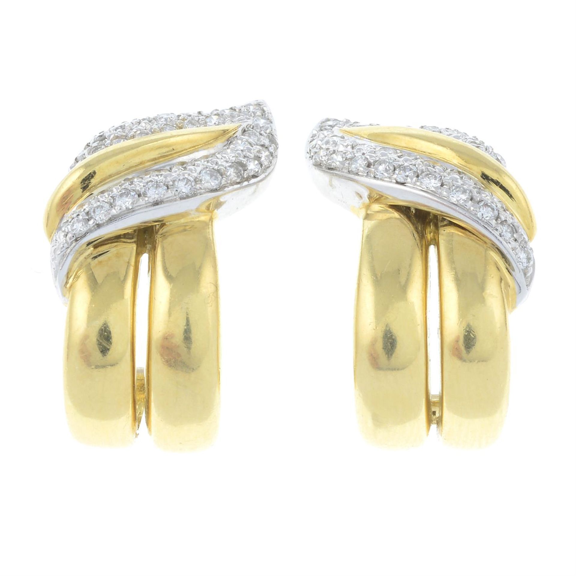 A pair of 18ct gold pavé-set diamond foliate earrings.