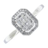 A 9ct gold vari-cut diamond rectangular-shape ring.