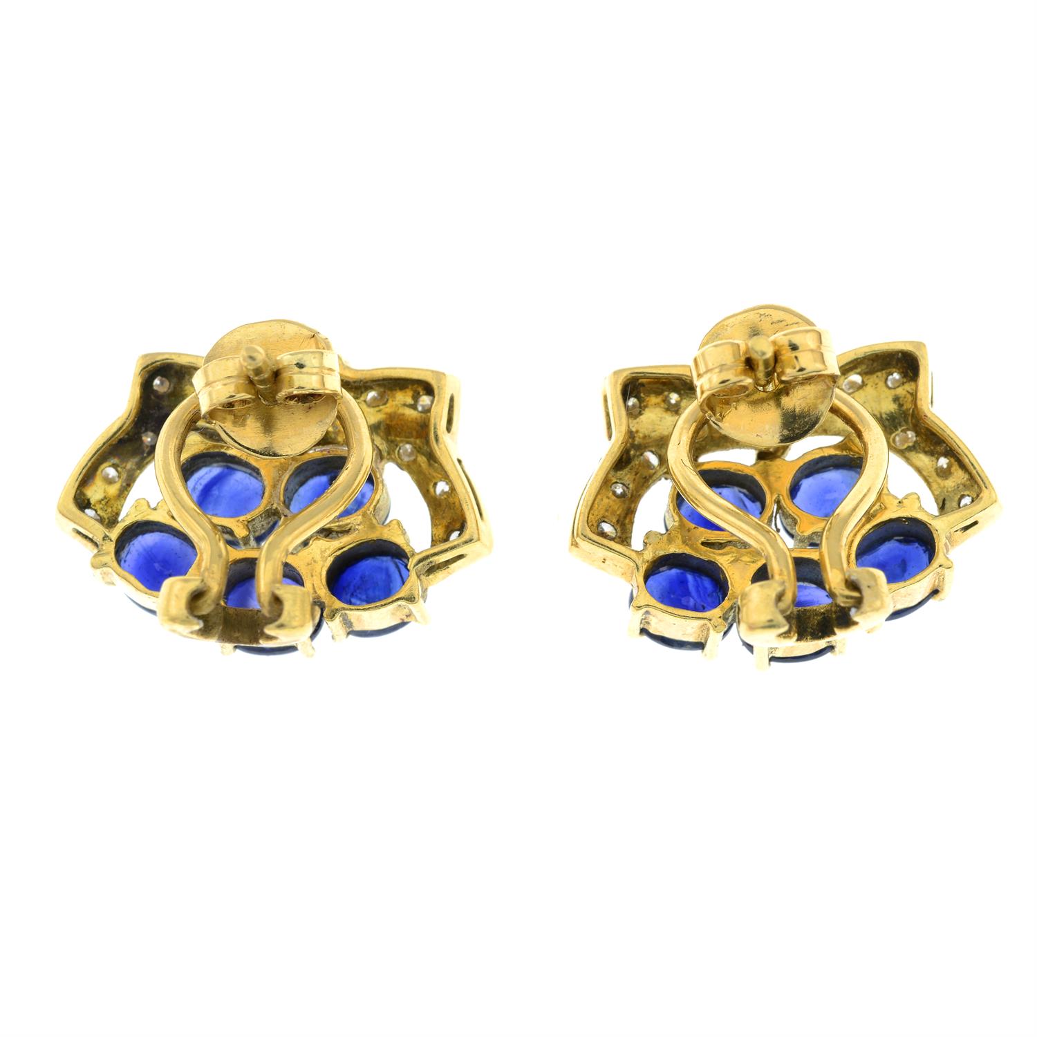 A pair of sapphire and diamond earrings. - Image 2 of 2