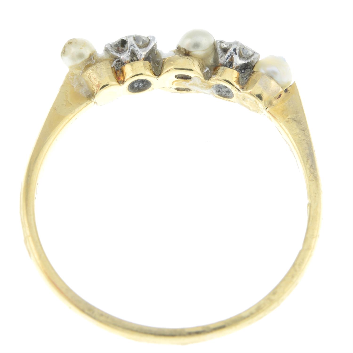 An old-cut diamond and imitation pearl and seed pearl ring. - Image 2 of 2
