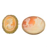 Two shell cameo brooches.