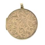 A 9ct gold front and back circular-shape foliate locket.