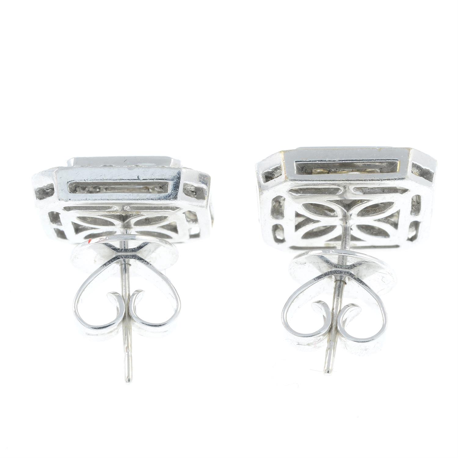 A pair of 18ct gold vari-cut diamond cluster earrings. - Image 2 of 2