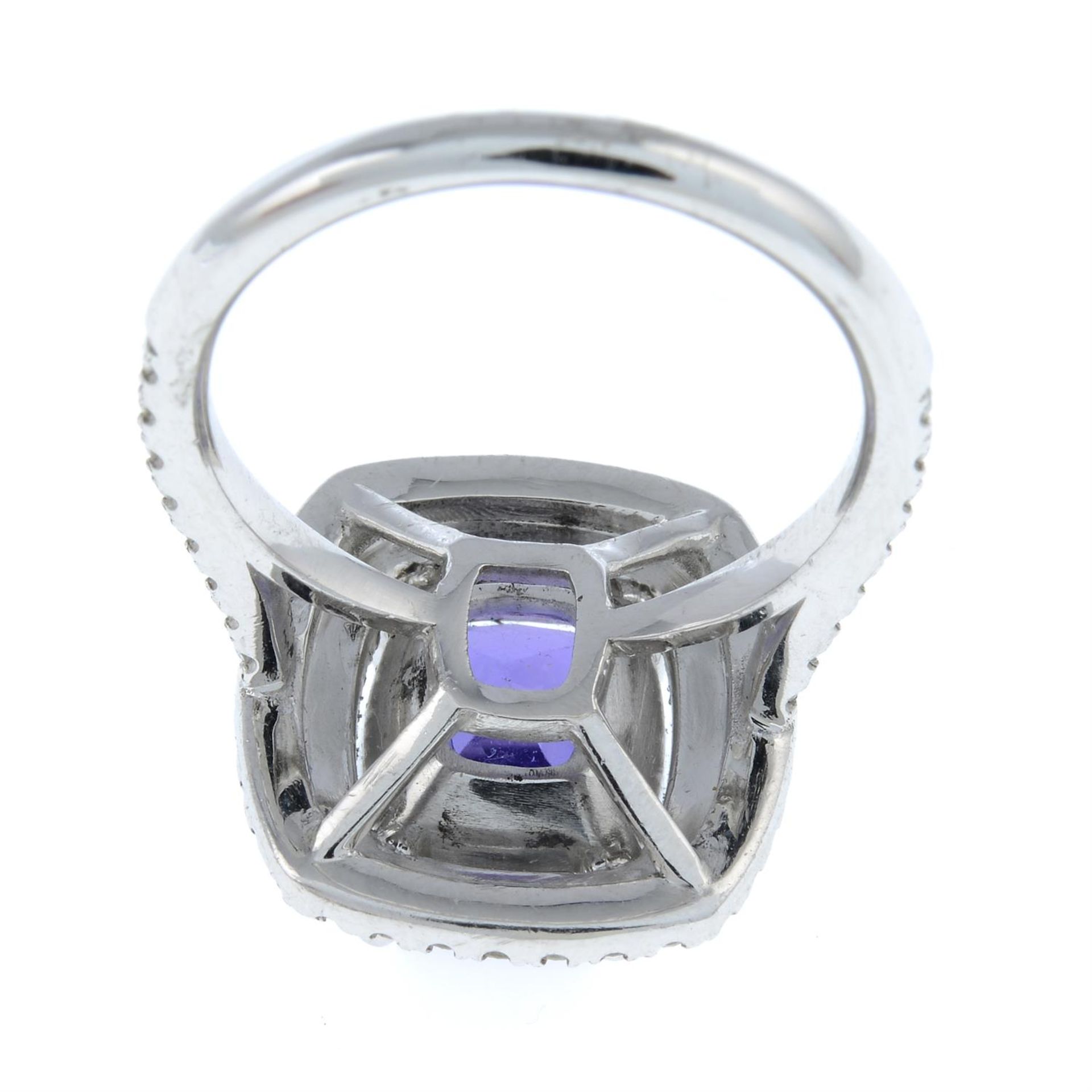 A tanzanite and diamond cluster ring. - Image 2 of 2