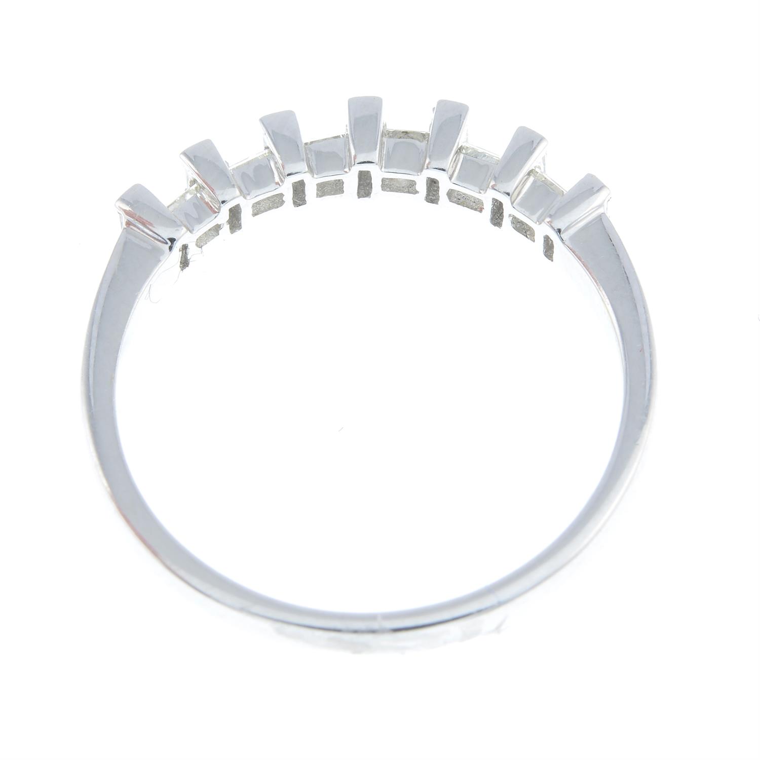 A square-shape and baguette-cut diamond half eternity ring. - Image 2 of 2