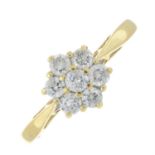 An 18ct gold brilliant-cut diamond floral cluster ring.