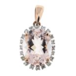 A morganite and diamond cluster pendant.