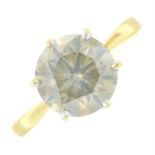 A 'yellowish-brown' diamond single-stone ring.