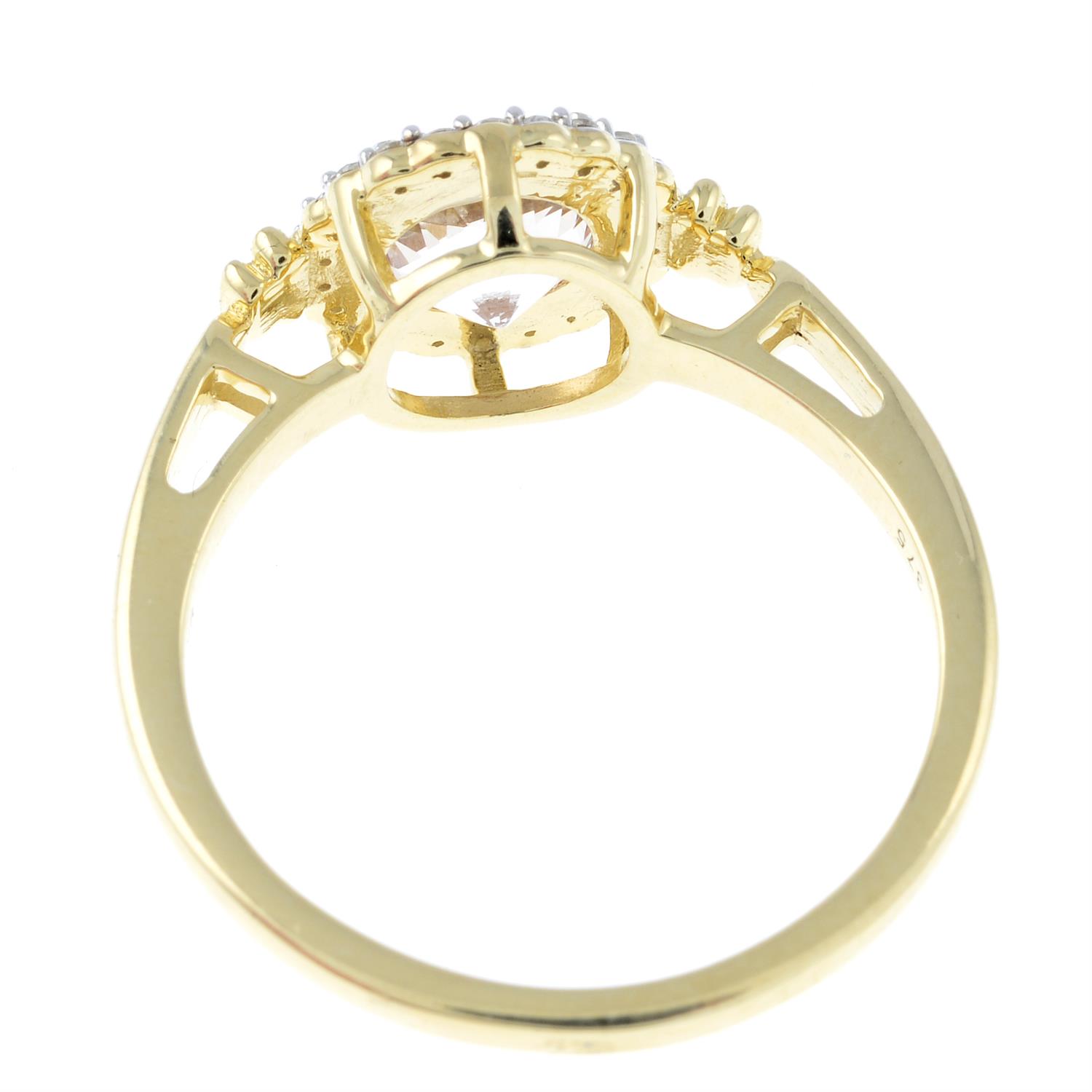 A 9ct gold morganite and brilliant-cut diamond cluster ring. - Image 2 of 2