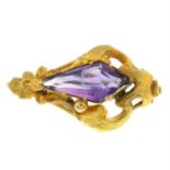 A late Victorian 18ct gold amethyst brooch.
