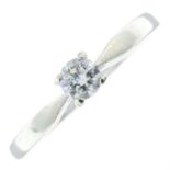 A 9ct gold brilliant-cut diamond single-stone ring.