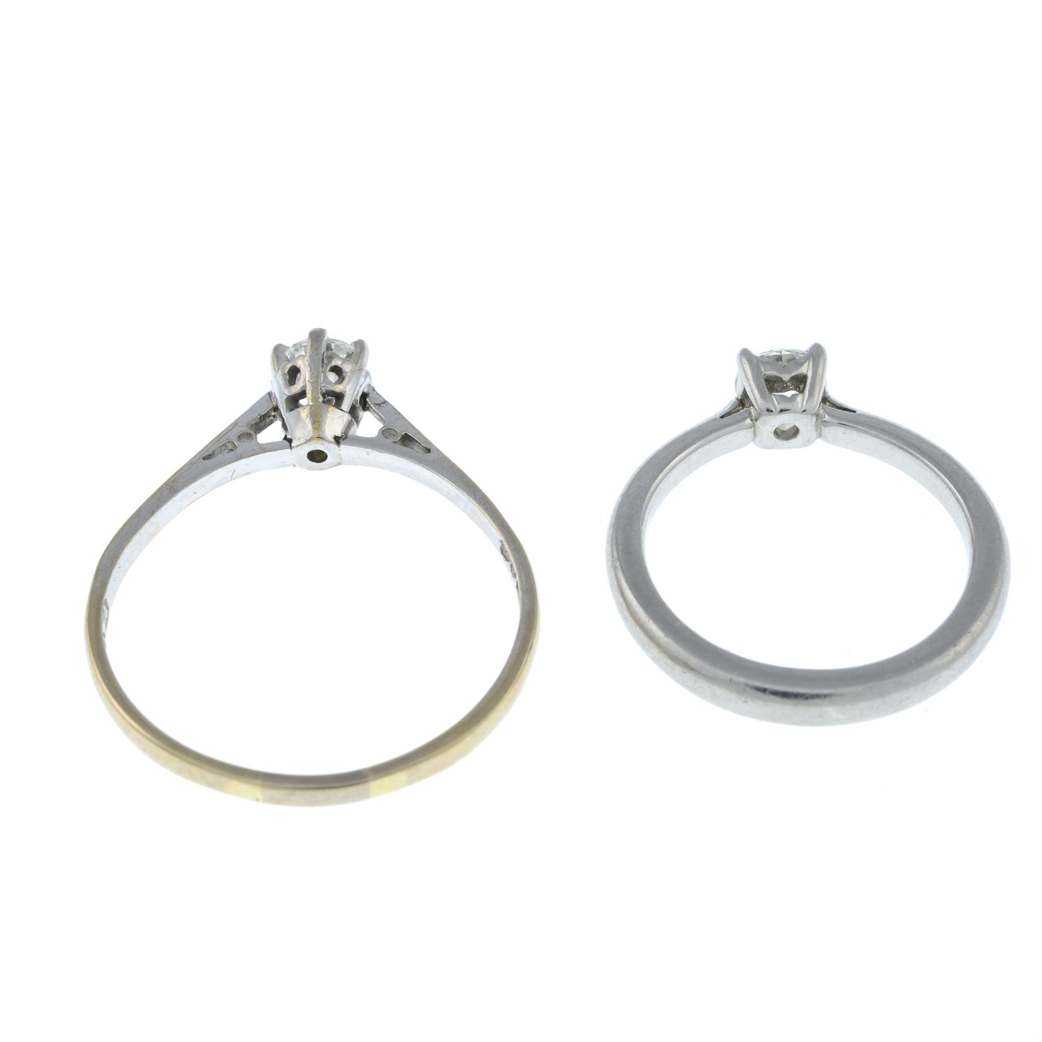 Two brilliant-cut diamond single-stone rings. - Image 2 of 2
