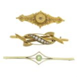 Three late 19th century to early 20th century brooches.