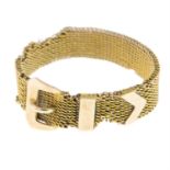 An early 20th century 9ct gold mesh buckle ring.