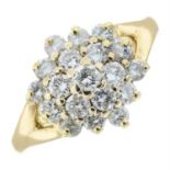 An 18ct gold brilliant-cut diamond cluster ring.