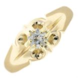 An early 20th century 18ct gold old-cut diamond single-stone ring.