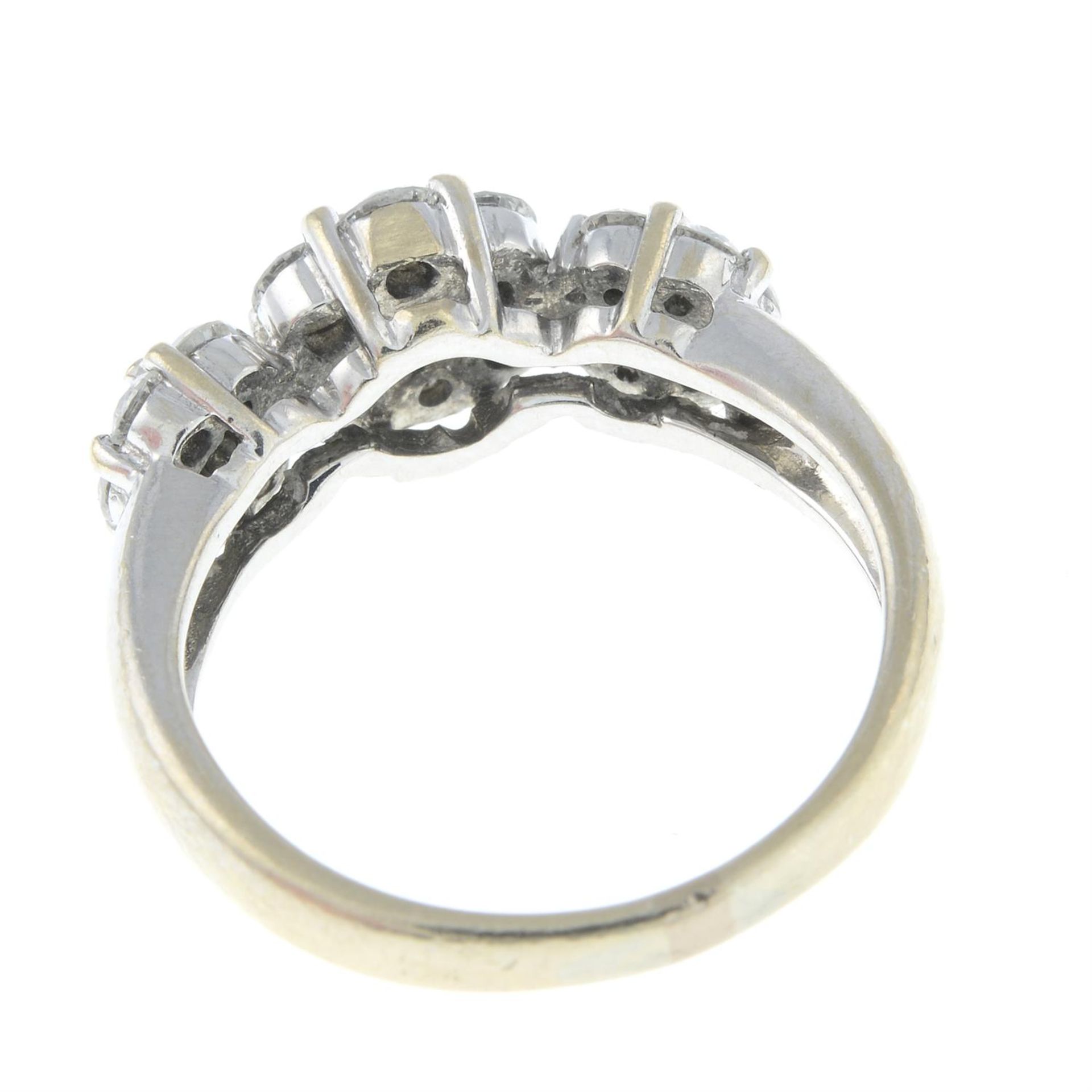 An 18ct gold brilliant-cut diamond triple cluster ring. - Image 2 of 2
