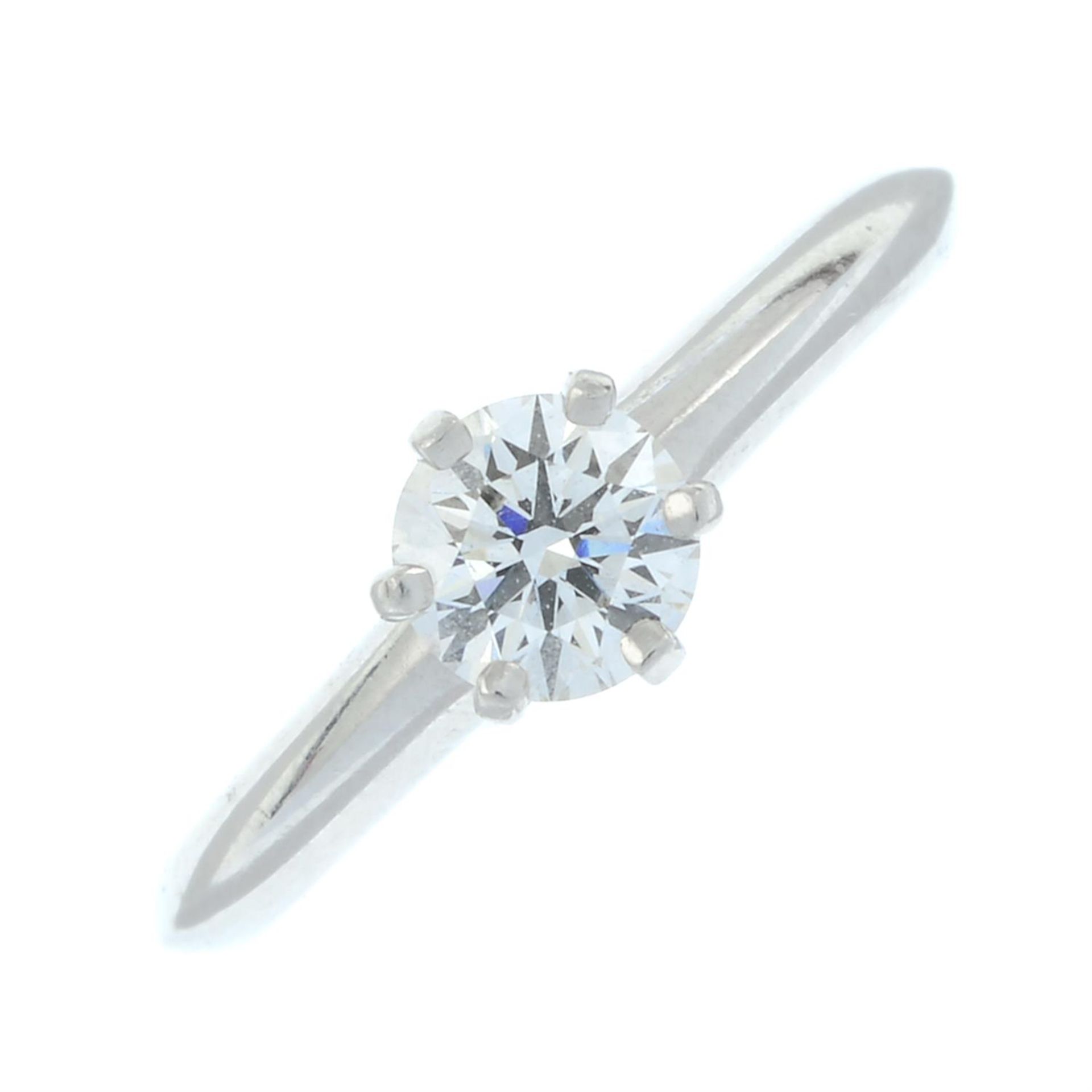 A brilliant-cut diamond single-stone ring, by Tiffany & Co.