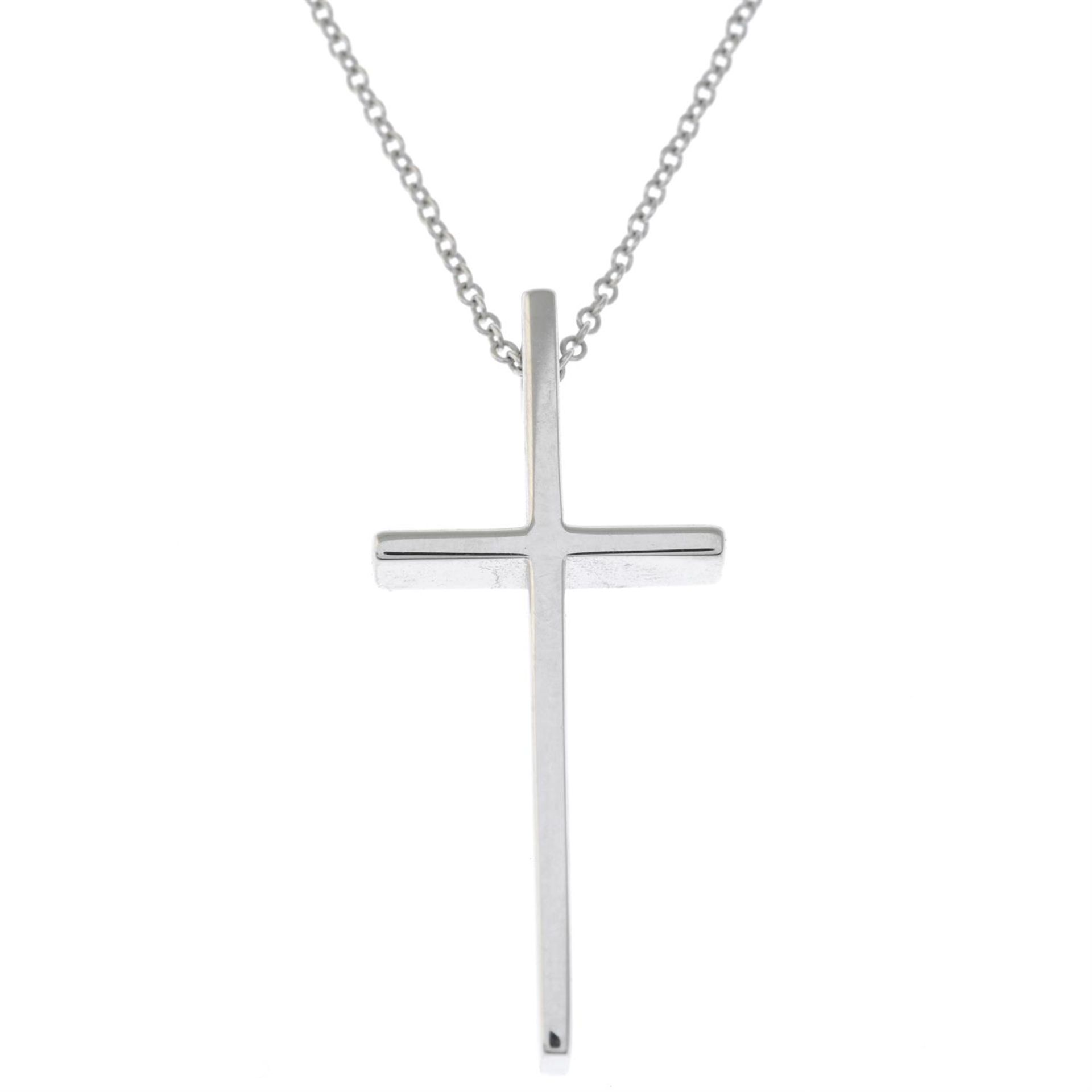 A cross pendant, with chain, by Tiffany & Co.