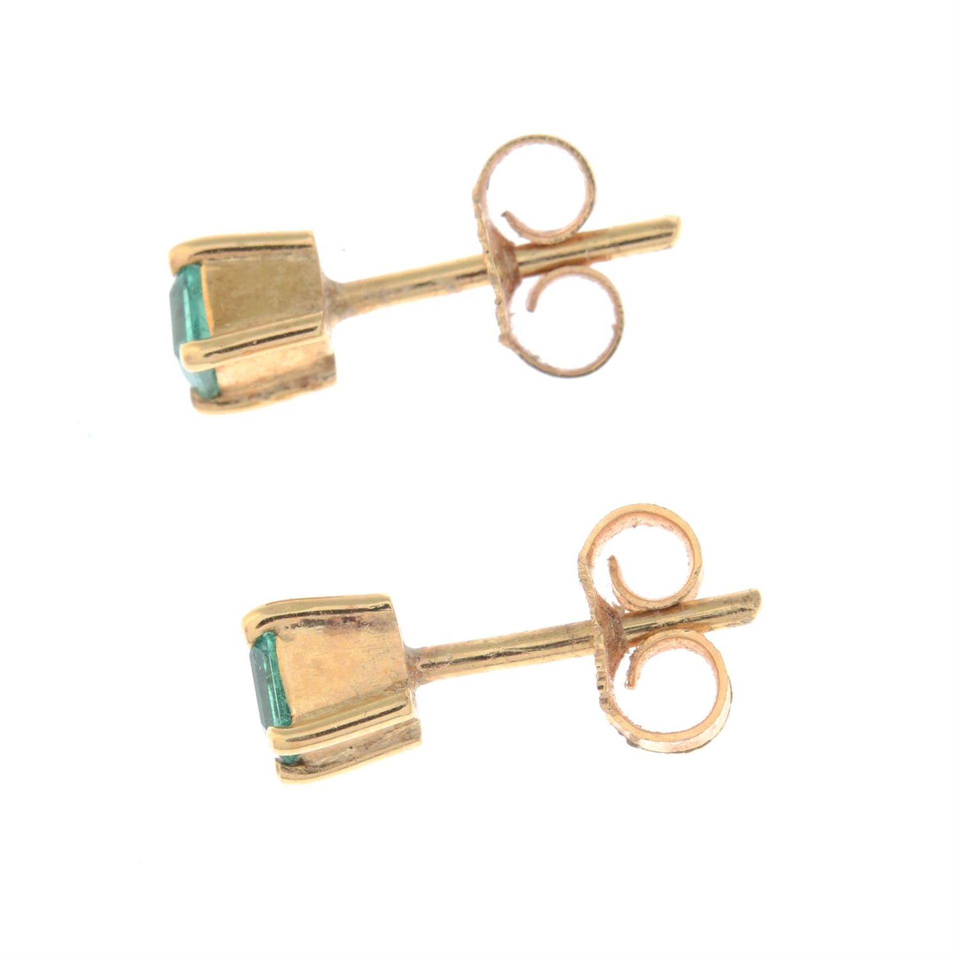 A pair of emerald stud earrings. - Image 2 of 2